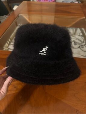 Kangol Black Furgora Bucket Hat with White Logo